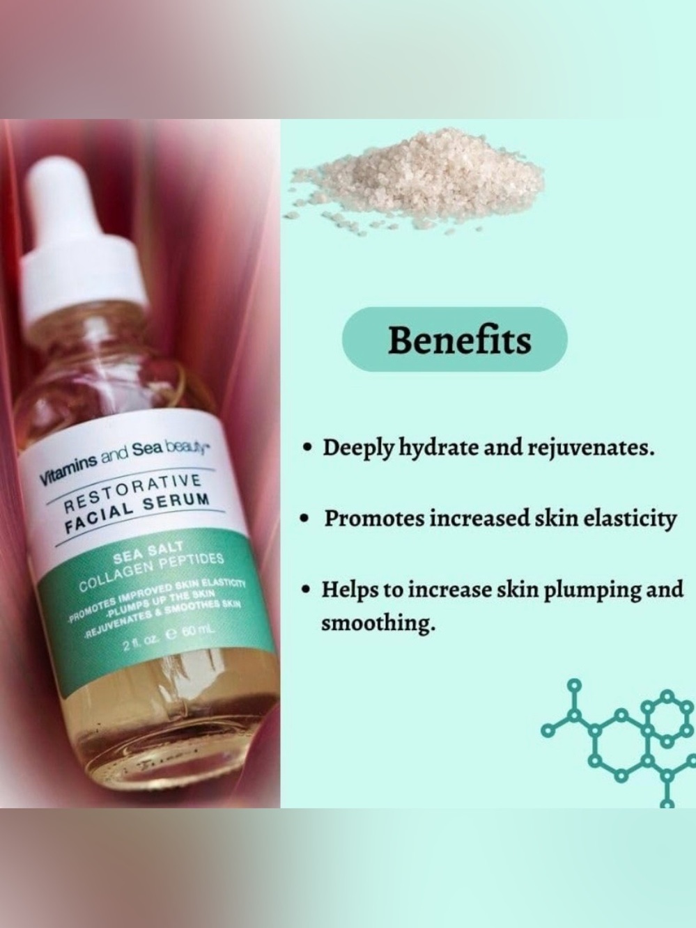 Restorative Vitamins & Sea Salt + Collagen Peptide Facial Serum,Firms & Hydrates